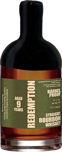 Redemption 9 Years Old Barrel Proof Bourbon Whiskey