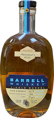 Barrell Whiskey Single Barrel Cask Strength 18 Year Kentucky Straight Whiskey