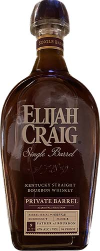 Elijah Craig Private Barrel 9 Year Old Single Barrel Whiskey