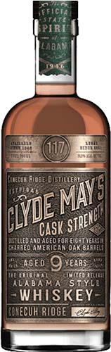 Clyde May's 9 Years Old Cask Strength Alabama Whiskey